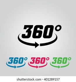 Angle 360 degrees sign icon