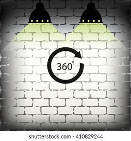 Angle 360 degrees sign icon. Arrow rotate illustration.