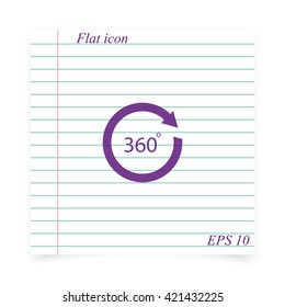 Angle 360 degrees sign icon. Arrow rotate illustration.