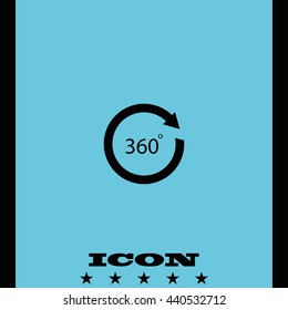 Angle 360 degrees sign icon. Arrow rotate illustration.