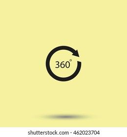 Angle 360 degrees sign icon. Arrow rotate illustration.