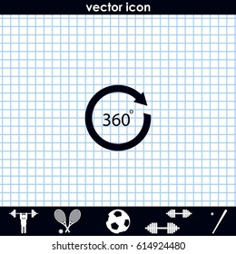 Angle 360 degrees sign icon. Arrow rotate illustration.