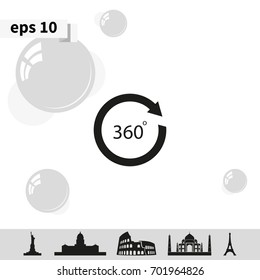Angle 360 degrees sign icon. Arrow rotate illustration.