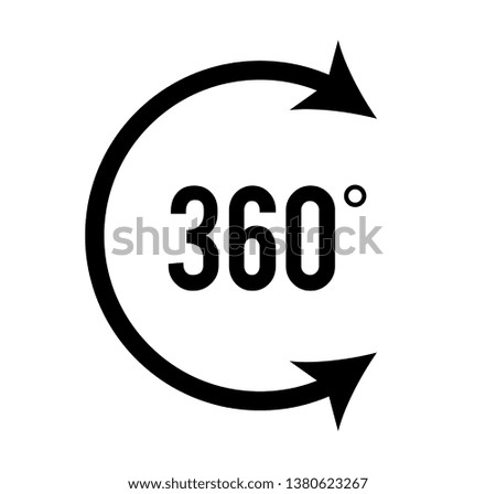 Angle 360 degrees sign icon. Geometry math symbol. Full rotation. Design elements. Curved many streak. Abstract Circular logo element on white background isolated. Vector illustration EPS 10