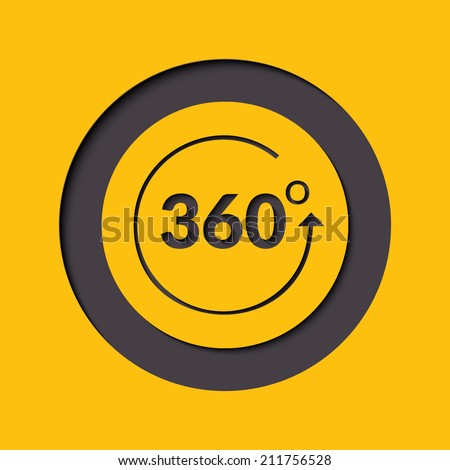 Angle 360 degrees sign icon. Geometry math symbol. Full rotation. 360 angle view icon vector, arrow symbol circle button graphic