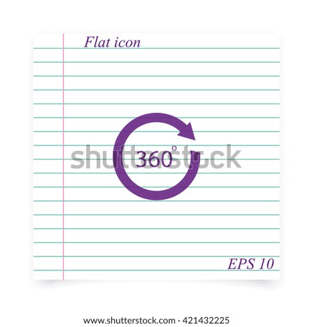 Angle 360 degrees sign icon. Arrow rotate illustration.