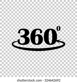 angle 360 degrees sign vector icon - black illustration