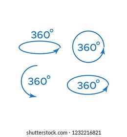 Angle 360 degrees vector. Arrow rotate signs 360