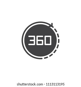 Angle 360 degrees vector icon. filled flat sign for mobile concept and web design. Full rotation simple solid icon. Symbol, logo illustration. Pixel perfect vector graphics