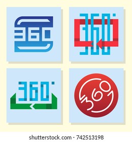 Angle 360 degrees web icons shape mark vector illustration geometry math signs badge full information symbols