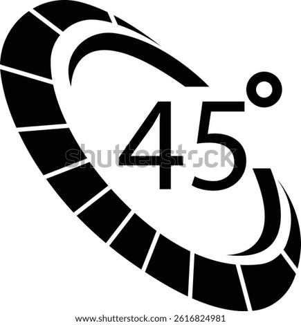 Angle 45 degrees icon, Rotation Degree icons Flat vector, geometric mathematical angle radian of 45 rotation arrow symbol, isolated on transparent background, used for mobile app, web page or ui