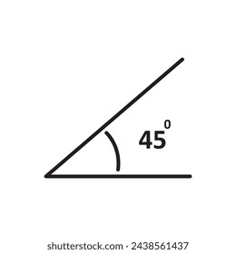 Winkel von 45 Grad Symbol einfache flache Vektor-Illustration auf weißem Hintergrund..eps
