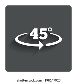 Angle 45 degrees sign icon. Geometry math symbol. Gray flat button with shadow. Modern UI website navigation. Vector