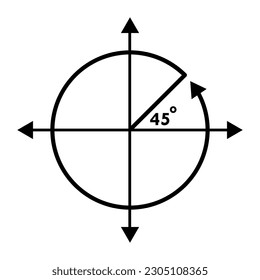 Angle 45 degrees sign icon. Geometry math symbol