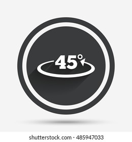 Angle 45 degrees sign icon. Geometry math symbol. Circle flat button with shadow and border. Vector