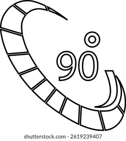 Angle 90 degrees icon , Rotation Degree icons Flat vector, geometric mathematical angle radian of 90 rotation arrow symbol, isolated on transparent background, used for mobile app, web page or ui