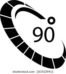 Angle 90 degrees icon , Rotation Degree icons Flat vector, geometric mathematical angle radian of 90 rotation arrow symbol, isolated on transparent background, used for mobile app, web page or ui