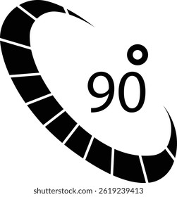 Angle 90 degrees icon , Rotation Degree icons Flat vector, geometric mathematical angle radian of 90 rotation arrow symbol, isolated on transparent background, used for mobile app, web page or ui