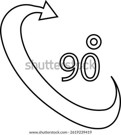 Angle 90 degrees icon , Rotation Degree icons Flat vector, geometric mathematical angle radian of 90 rotation arrow symbol, isolated on transparent background, used for mobile app, web page or ui