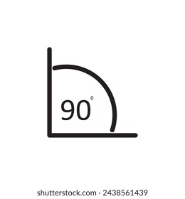 Ángulo de 90 grados icono simple plana ilustración de estilo de moda sobre fondo blanco..eps
