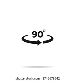 Icono de ángulo 90 grados.símbolo de rotación de 90 grados