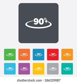 Angle 90 degrees sign icon. Geometry math symbol. Right angle. Rounded squares 11 buttons. Vector