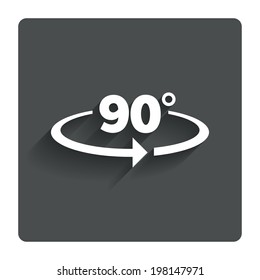 Angle 90 degrees sign icon. Geometry math symbol. Right angle. Gray flat button with shadow. Modern UI website navigation. Vector