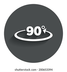 Angle 90 degrees sign icon. Geometry math symbol. Right angle. Circle flat button with shadow. Modern UI website navigation. Vector