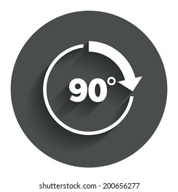 Angle 90 degrees sign icon. Geometry math symbol. Right angle. Circle flat button with shadow. Modern UI website navigation. Vector