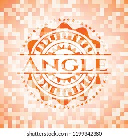 Angle abstract orange mosaic emblem with background