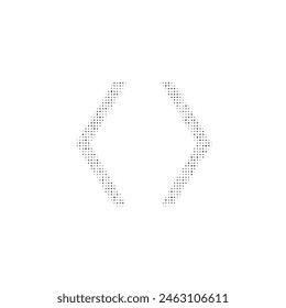 The angle brackets symbol filled with black dots. Pointillism style. Vector illustration on white background
