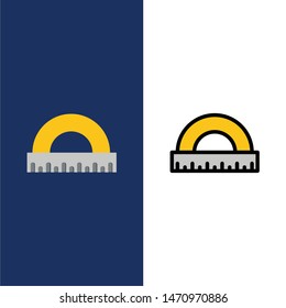 Angle, Construction, Measure, Ruler, Scale  Icons. Flat and Line Filled Icon Set Vector Blue Background. Vector Icon Template background