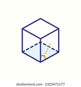 angle, cube, geometry icon, isolated icon in light background, perfect for website, blog, logo, graphic design, social media, UI, mobile app