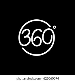 360° angle degree logo design. 360 label for virtual reality / camera / video / view or app. Vector illustration.