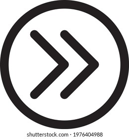 Angle Double Right Circle Icon With Detailed Outline
