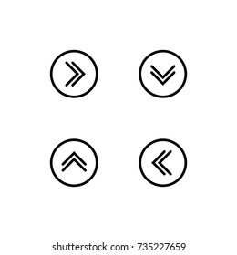 Angle double right and left icons, arrows and direction symbols, vector icon, 