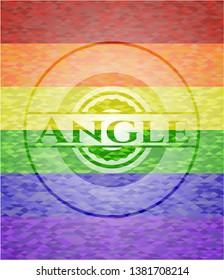 Angle emblem on mosaic background with the colors of the LGBT flag