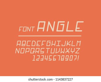 Angle font. Vector alphabet letters and numbers. Typeface design. 