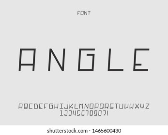 Angle font. Vector alphabet letters and numbers. Typeface design. Typography Graphic