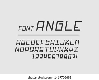 Angle font. Vector alphabet letters and numbers. Typeface design. Typography Graphic