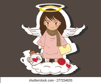 angle girl on cloud vector