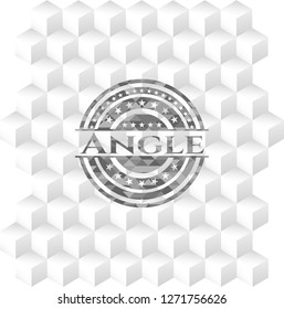 Angle grey emblem. Retro with geometric cube white background