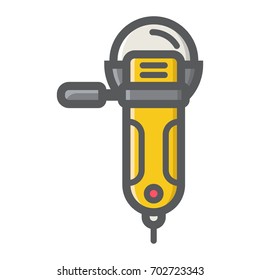 Angle grinder filled outline icon, build and repair, cutter sign vector graphics, a colorful line pattern on a white background, eps 10.