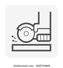 Angle grinder icon. Also called side grinder or disc grinder. Device is handheld power tool with motor used for grinding ,abrasive cutting and polishing in industry work i.e. welding, metalworking.