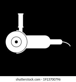 Angle grinder icon on black background. Vector illustration.