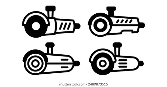 ángulo amoladora icono símbolo signo Vector diseño línea simple color blanco negro ilustración moderna conjunto de colección
