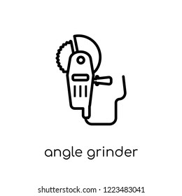 Angle grinder icon. Trendy modern flat linear vector Angle grinder icon on white background from thin line Construction collection, editable outline stroke vector illustration