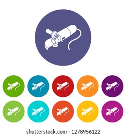 Angle grinder icons color set vector for any web design on white background