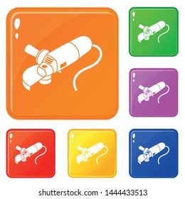 Angle grinder icons set collection vector 6 color isolated on white background