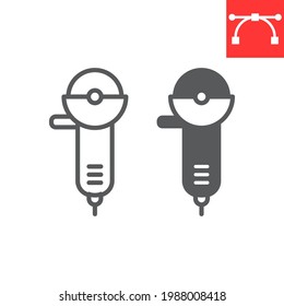 Angle grinder line and glyph icon, tool and repair, angle grinder vector icon, vector graphics, editable stroke outline sign, eps 10